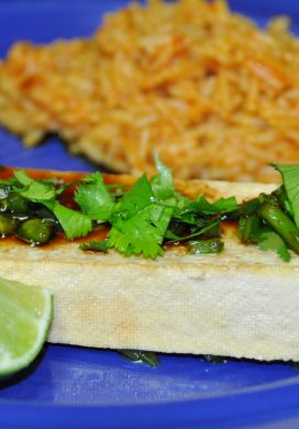 Broiled Tofu Steaks with Jalapeno Vinaigrette 