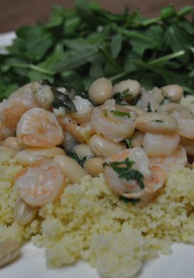 Lemony Shrimp with White Beans and Couscous 