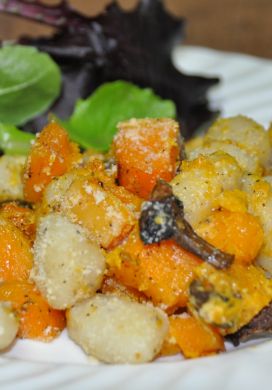 Butternut Squash with Gnocchi and Mushrooms 