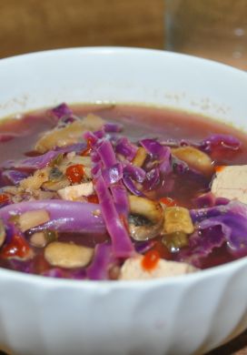 Hot and Sour Tofu Mushroom Soup 