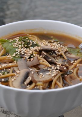 Mushroom, Chard, and Noodle Soup 