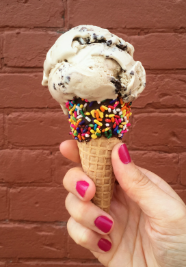 Hand holding ice cream cone