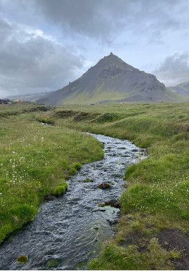 Mountain with a stream in the foreground