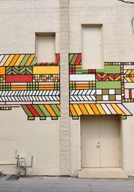 Frank Lloyd Wright inspired mural, Mason City, Iowa