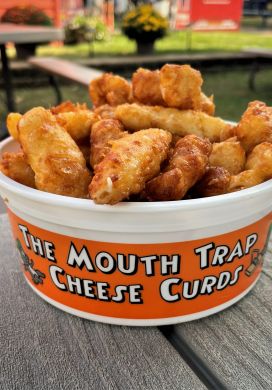 Bucket of deep-fried cheese curds