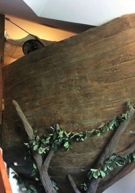 Boat hull in center of hotel room, Castaway Isle room, Chateau Avalon, Kansas City, Kansas