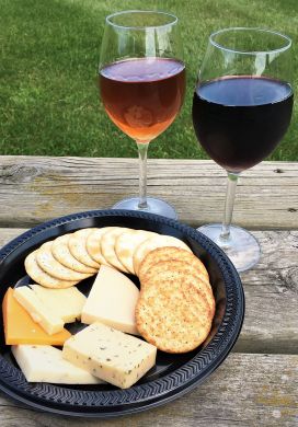 Chateau St. Croix Winery wine glasses and cheese plate