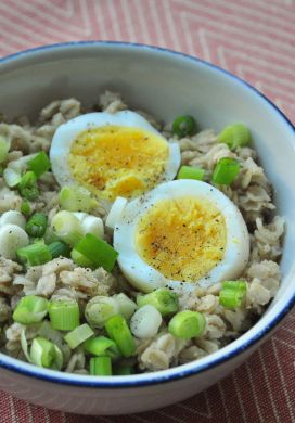 Savory Oatmeal with Hard-boiled Egg