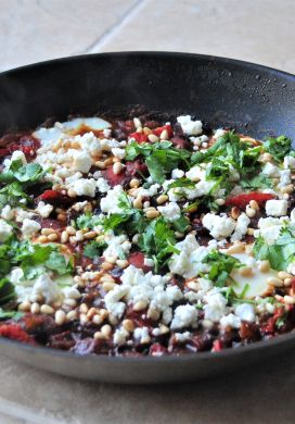 Shakshuka with Feta and Pine Nuts