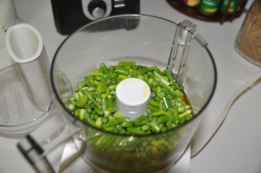 Garlic Scapes in Food Processor