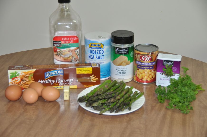 Spaghetti with Asparagus, Chickpeas, and Eggs Ingredients