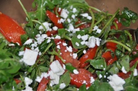 Marinated Tomato Salad with Arugula and Feta