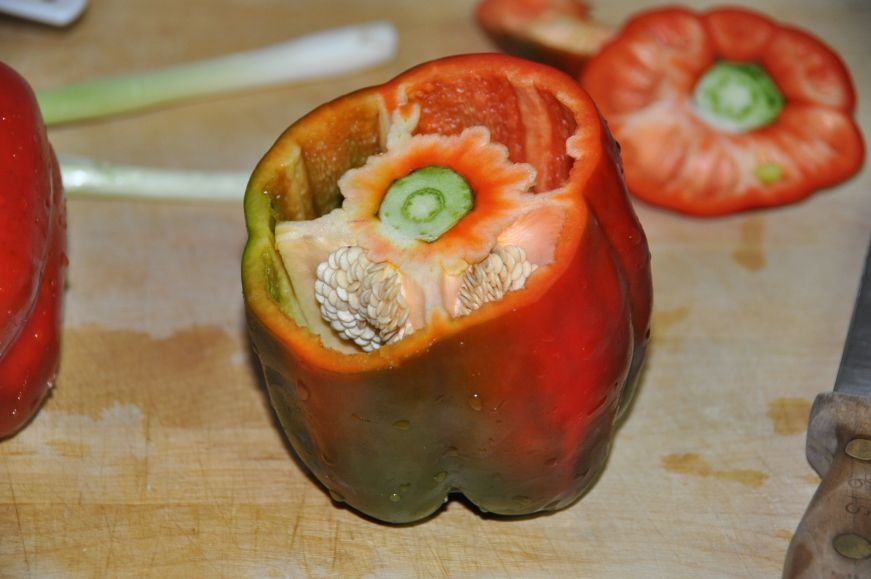 Couscous Stuffed Peppers in Progress