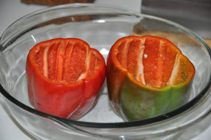 Couscous Stuffed Peppers in Progress