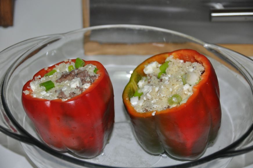 Couscous Stuffed Peppers in Progress