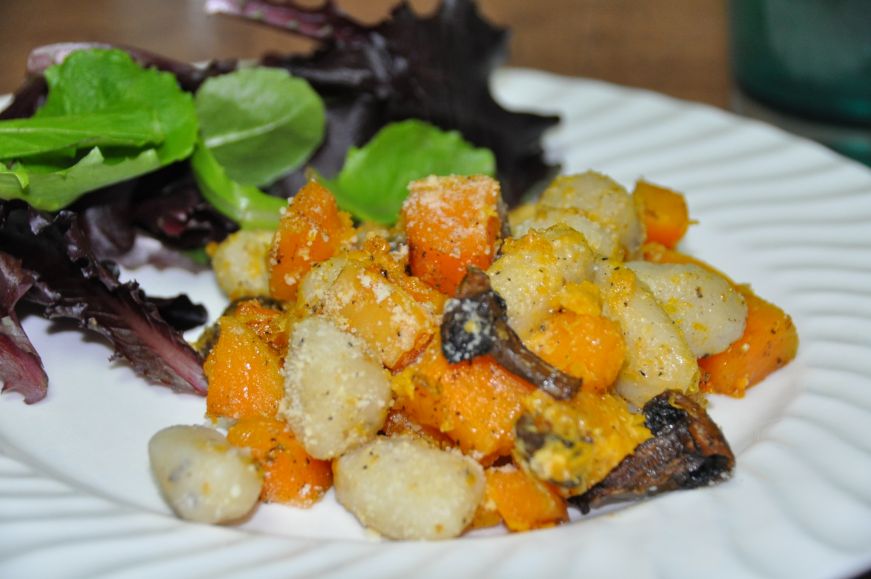 Butternut Squash with Gnocchi and Mushrooms 