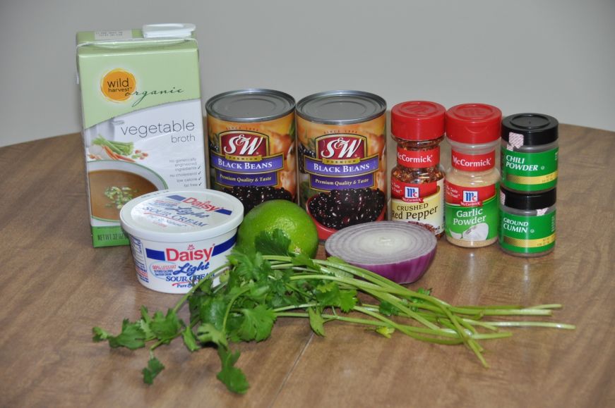 Black Bean Soup with Cilantro and Lime Ingredients