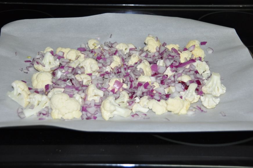 Cheese Crusted Roasted Cauliflower Before Roasting