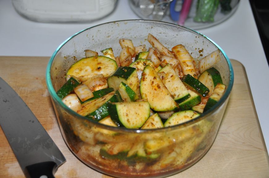 Zucchini and Onions Marinating