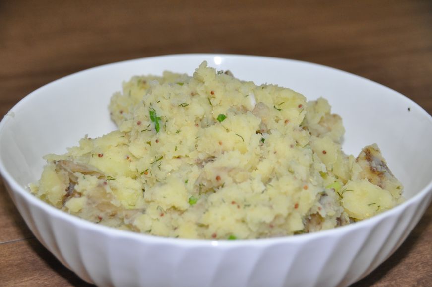 Mustard Dill Smashed Potatoes