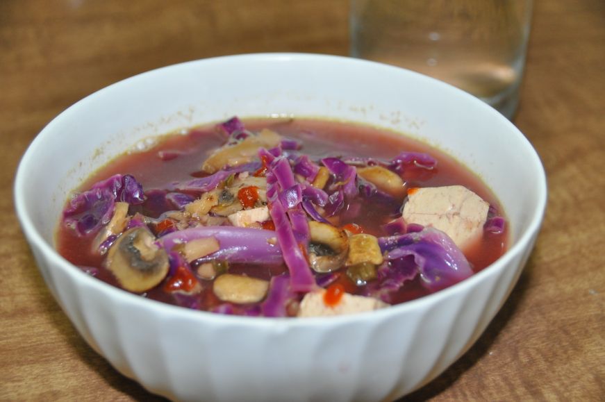 Hot and Sour Tofu Mushroom Soup 