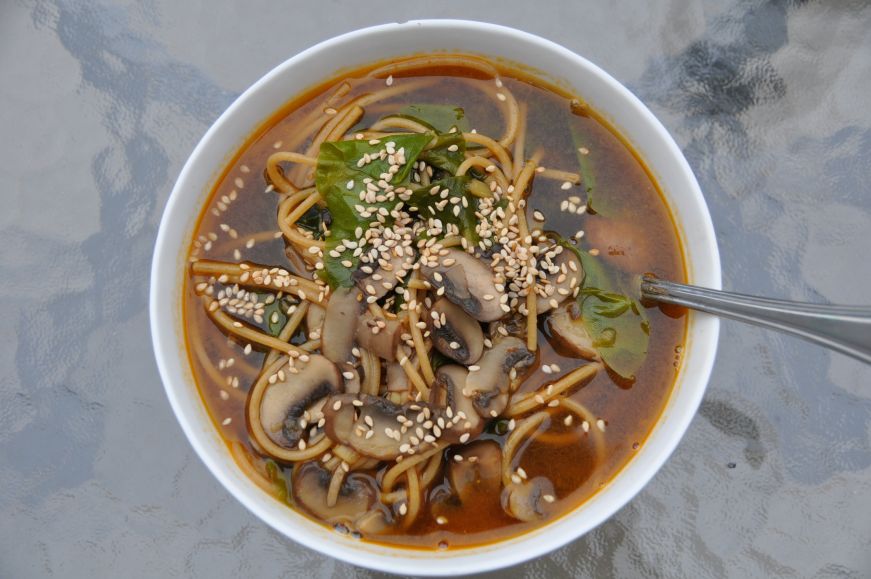 Mushroom, Chard, and Noodle Soup 