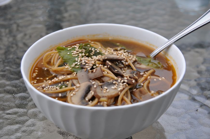 Mushroom, Chard, and Noodle Soup 