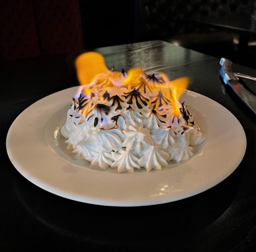 Flaming baked alaska