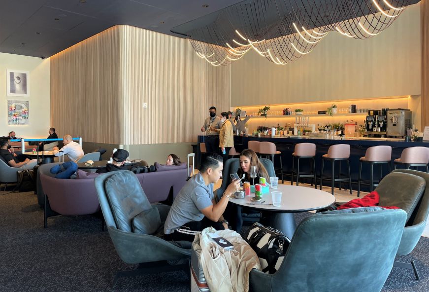 Upscale bar with seating area