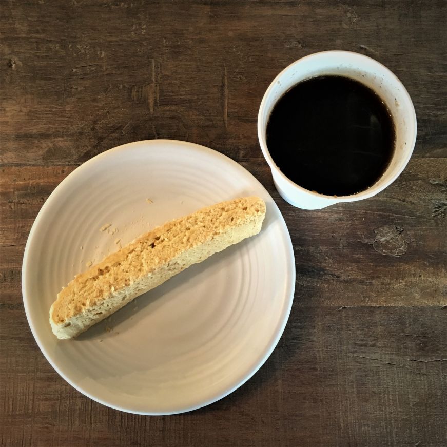 Biscotti and cup of coffee, Atomic Coffee