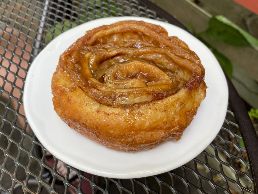 Swirled pastry with a caramel filling