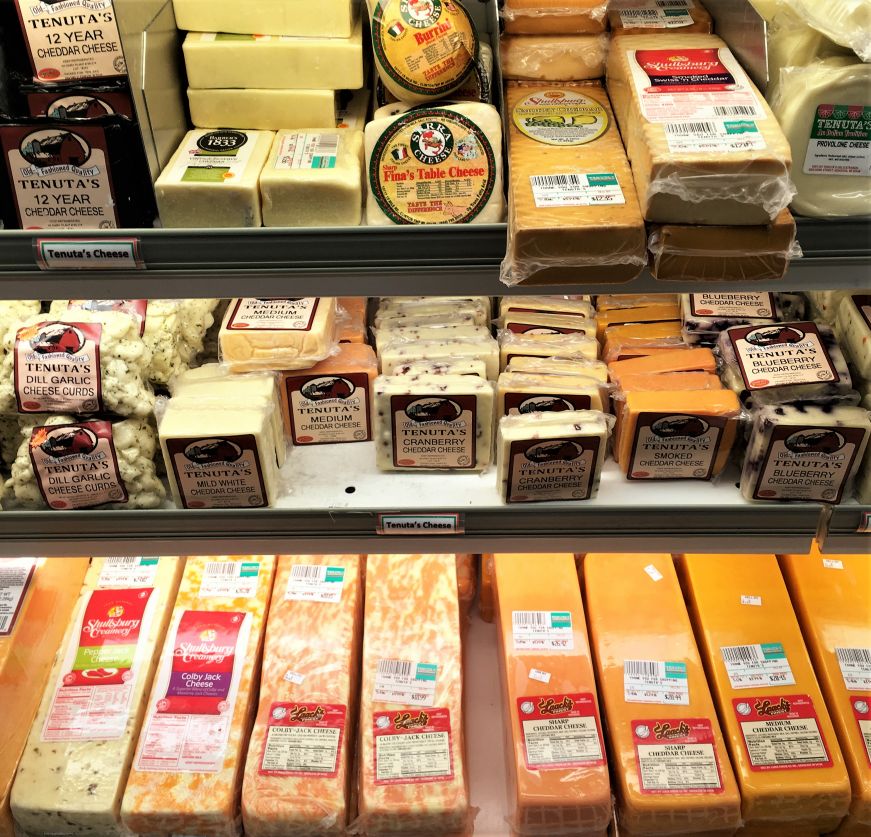 Cheese case at Tenuta's Deli & Liquors, Kenosha