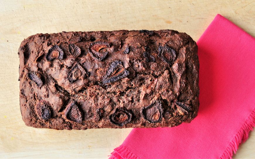 Chocolate Strawberry Bread with napkin