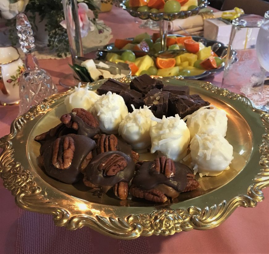 Platter of chocolates at Pleasant Thymes Tea Room, Elk Horn, Iowa