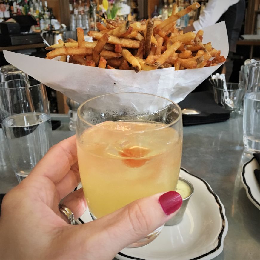 Cocktail and pommes frites, Meritage, St. Paul