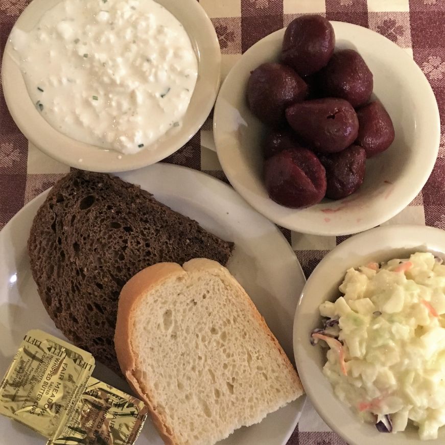 Cold family-style sides, Ronneburg Restaurant, Amana Colonies