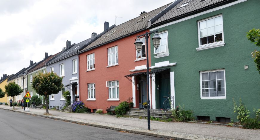 Colorful houses near Kristiansand's city center