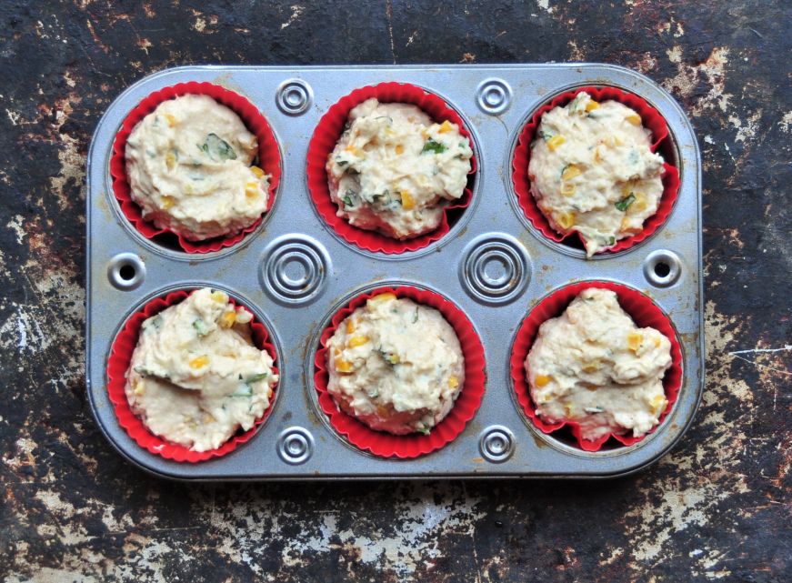 Corn and Basil Muffins Before Baking