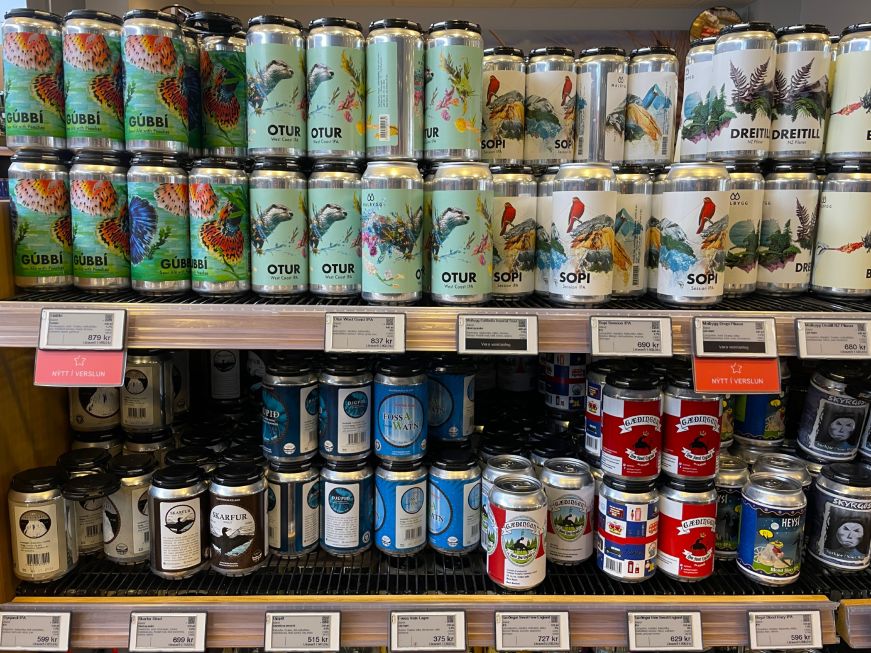Shelves of craft beer 