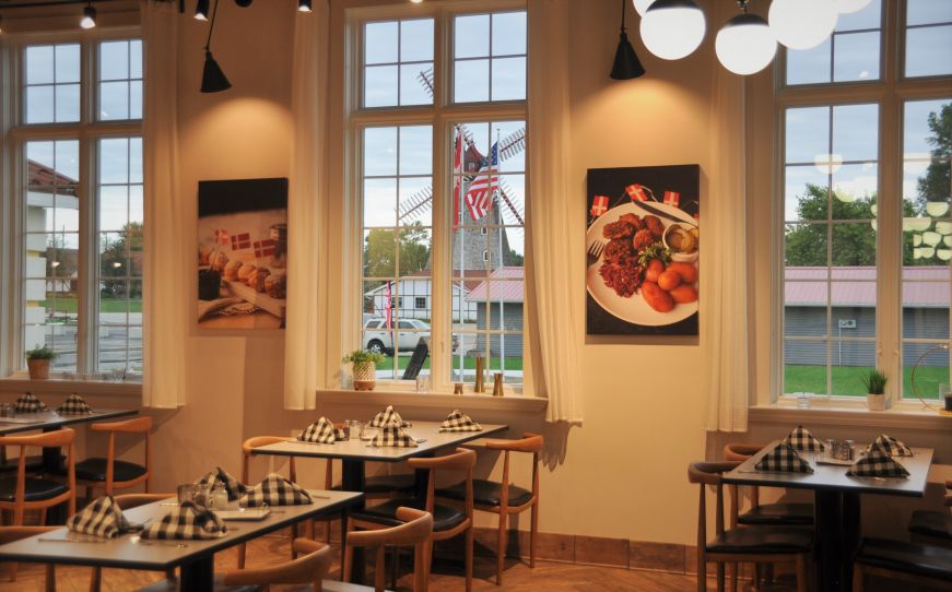 View of windmill from The Danish Table, Elk Horn, Iowa