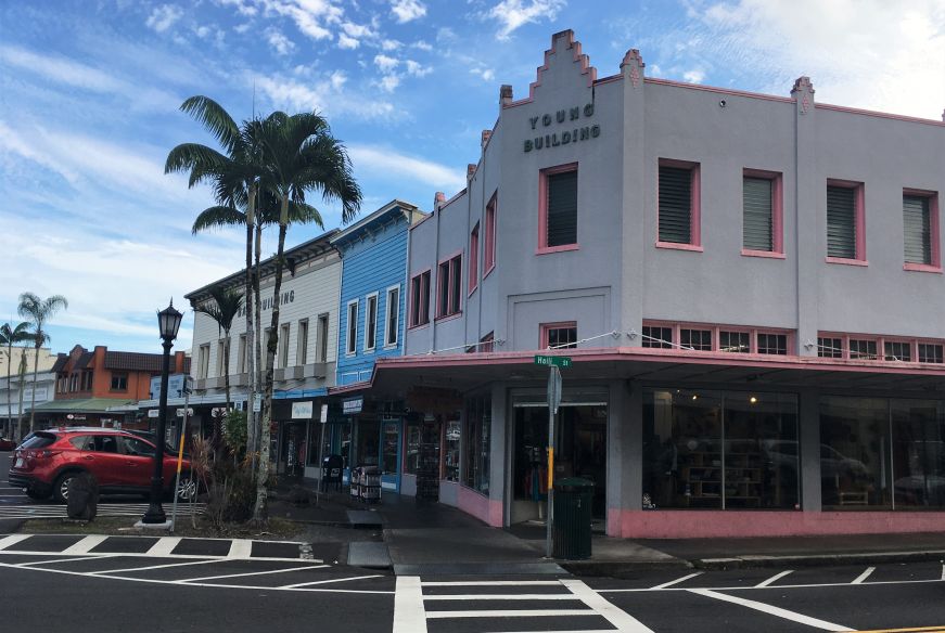 Art Deco storefronts in downtown Hilo, Hawaii