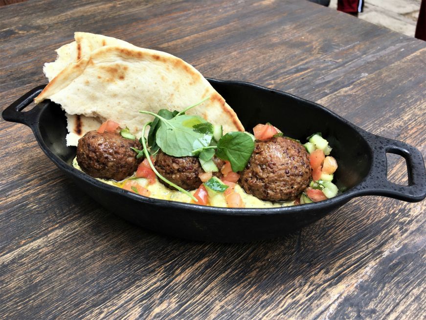 Felucian Kefta and Hummus Garden Spread, Docking Bay 7, Galaxy's Edge, Disney's Hollywood Studios Hummus with plant-based meatballs and pita, Docking Bay 7, Galaxy's Edge, Disney's Hollywood Studios