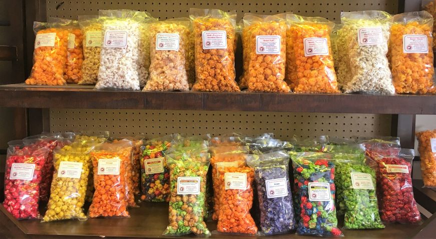 Flavored popcorn at Sandy's Popper, Kenosha