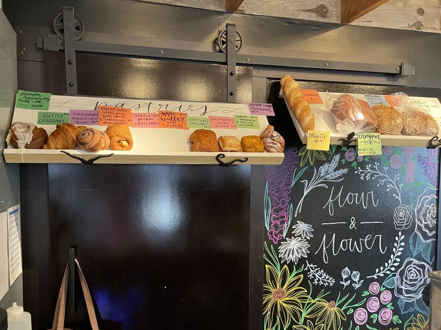 Display shelf of pastries