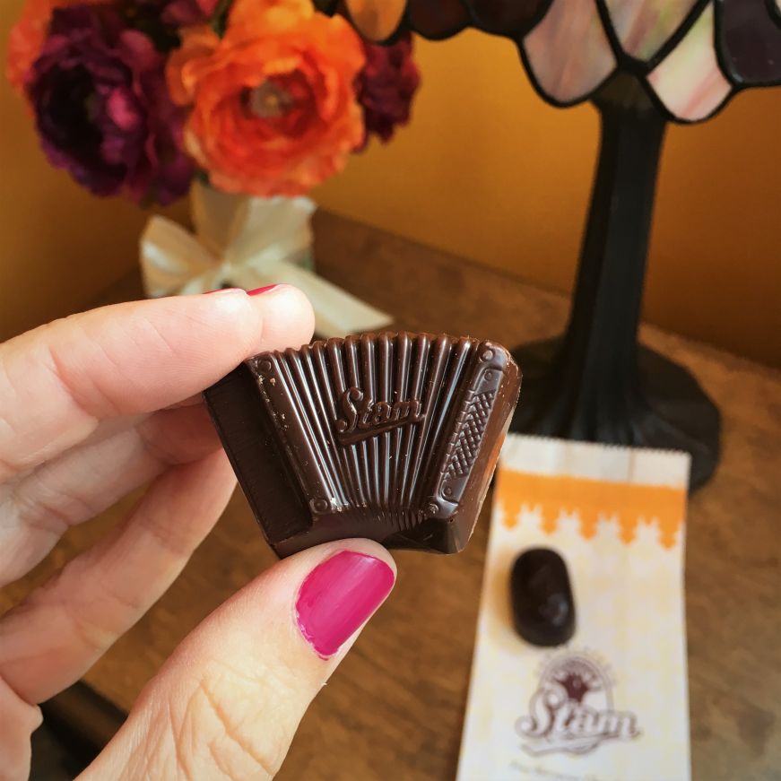 Forest berry cream bonbon, Chocolaterie Stam, Cedar Falls Forest berry cream bonbon, Chocolaterie Stam, Cedar Falls