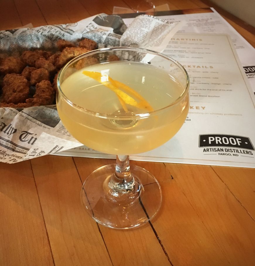 Friendship cocktail and avocado fries, Proof Artisan Distillers, Fargo Friendship cocktail and avocado fries, Proof Artisan Distillers, Fargo