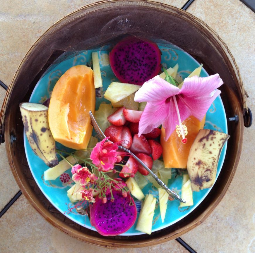 Platter of tropical fruit, Ocean Breeze Hideaway, Kihei, Maui