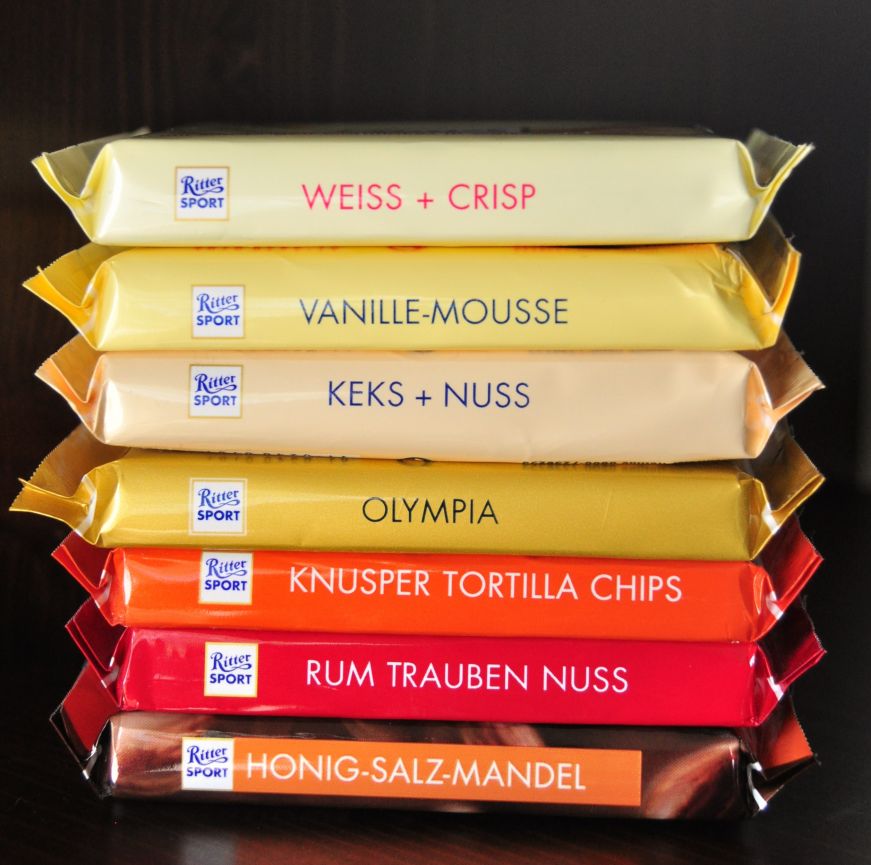 German Ritter Sport Chocolate Bars