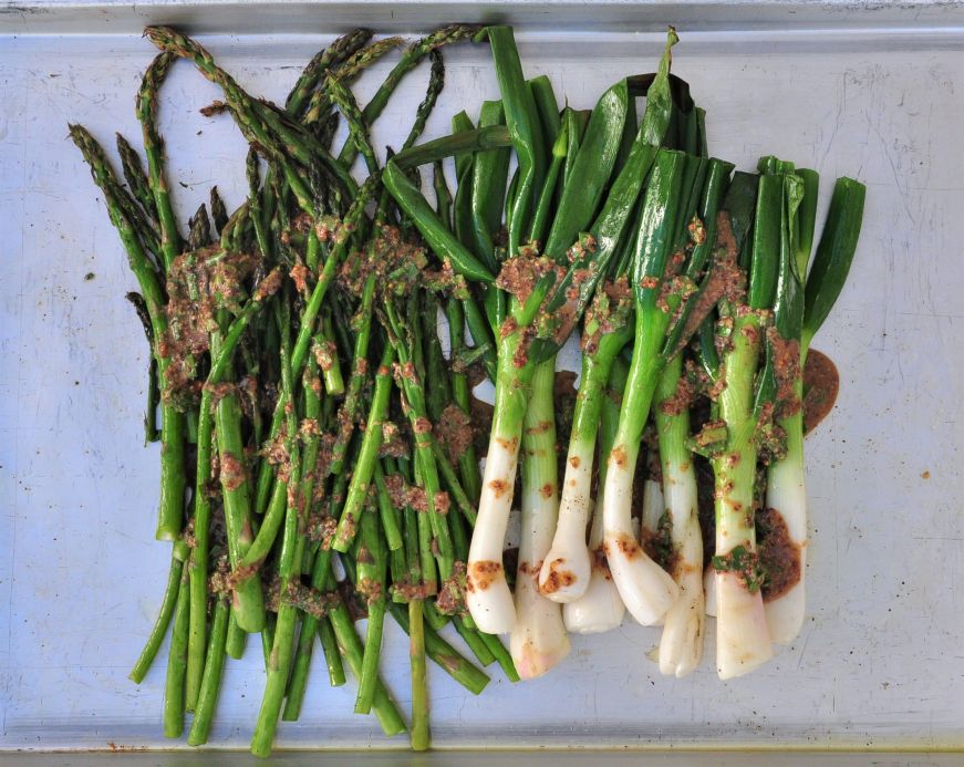 Grilled Asparagus and Spring Onions with Mustard Vinaigrette