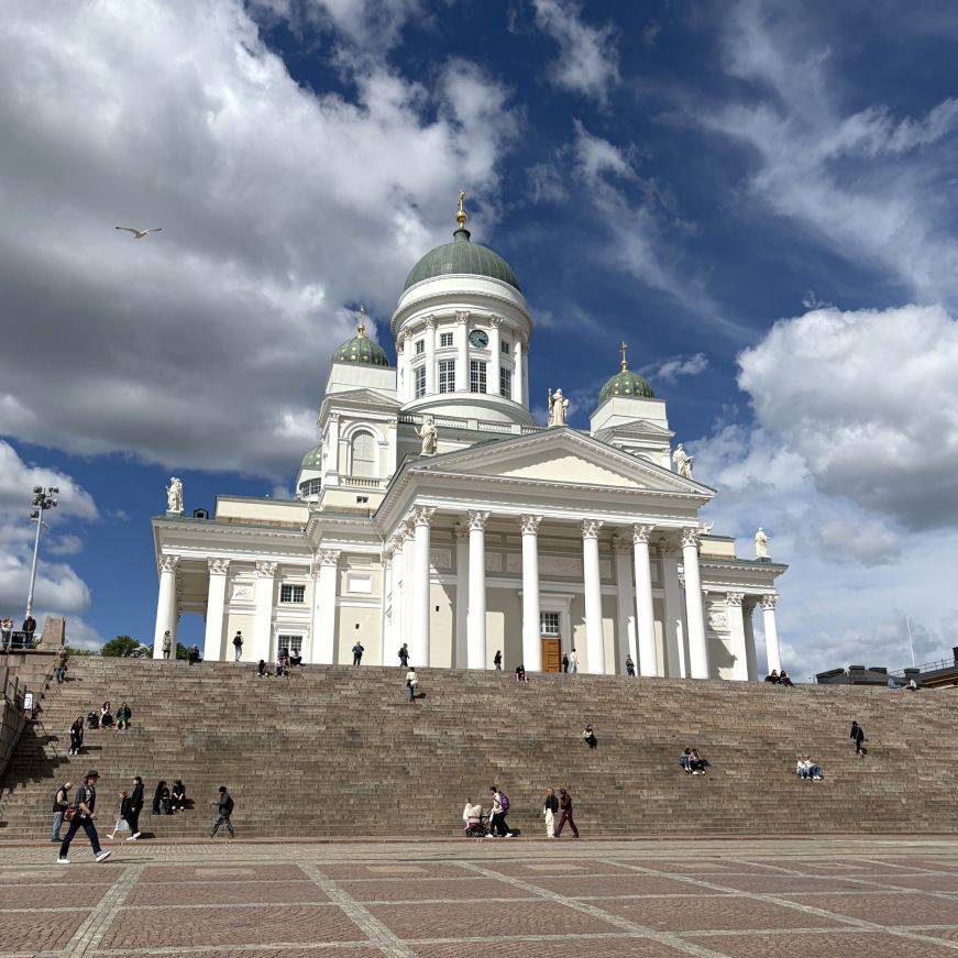 Large white church 